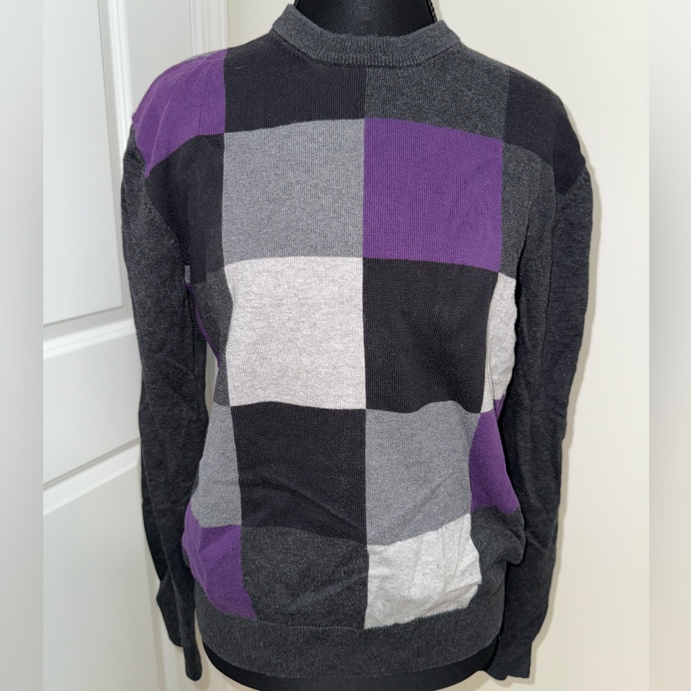 Michael Kors Purple & Gray Checkered Sweater